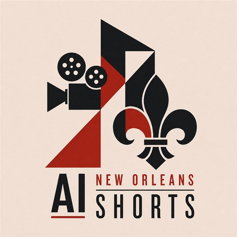 AI New Orleans SHORTS emblem: a fleur-de-lis and a film camera